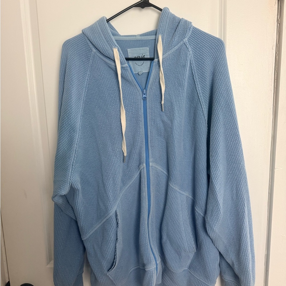 aerie Light Blue Full-Zip Hooded Sweater